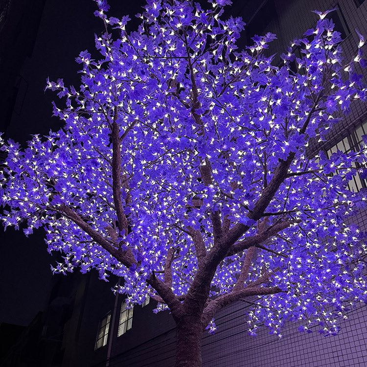 Close-up of 5.5m RGBW LED super high simulation purple maple tree light canopy and branches