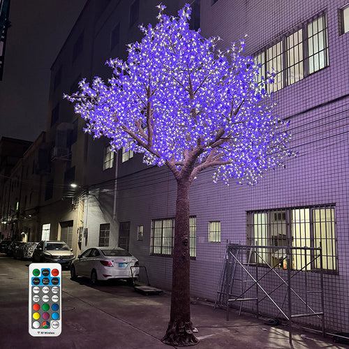 5.5m RGBW LED super high simulation purple maple tree light with remote control for outdoor commercial decoration