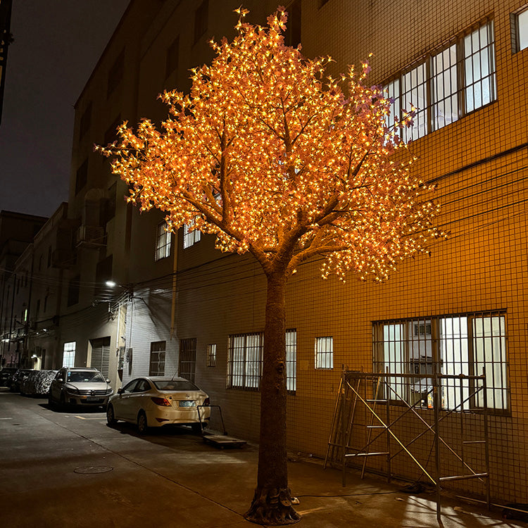 5.5m RGBW LED super high simulation maple tree light warm white effect for hotel resort and commercial entrance decoration