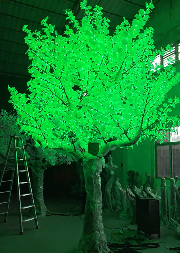 5m RGBW LED super high simulation maple tree light green color effect for commercial outdoor display