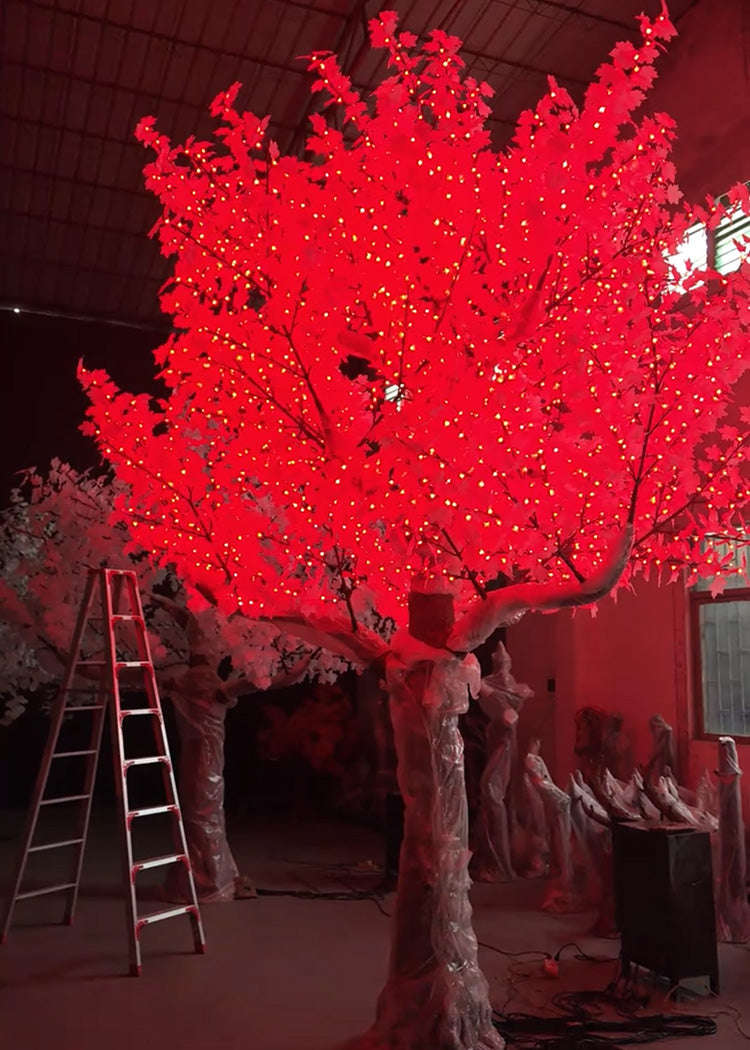 5m RGBW LED super high simulation maple tree light red color effect for plaza hotel and event decoration