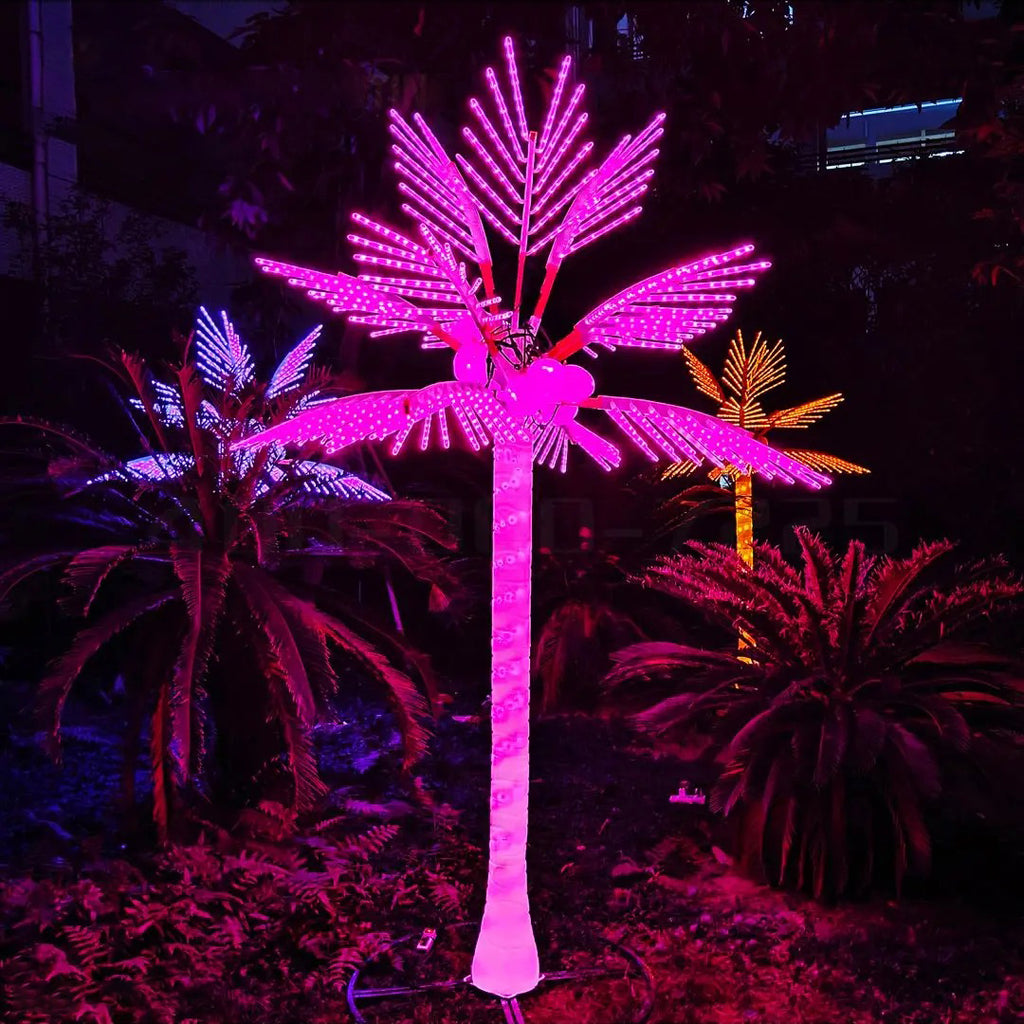 Pink LED palm tree light 6m (20ft), decorative outdoor lighting for resorts and event venues