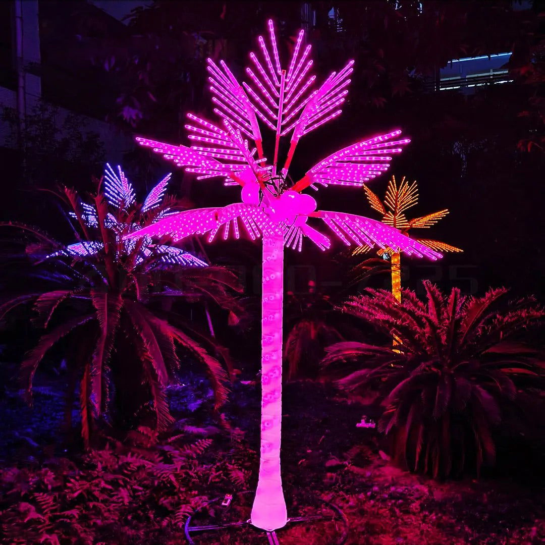 Pink LED palm tree light 6m (20ft), decorative outdoor lighting for resorts and event venues