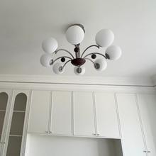 Load image into Gallery viewer, 8 light round chandelier restaurant living room room glass ball lamp
