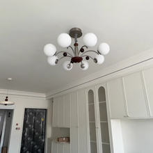 Load image into Gallery viewer, 8 light round chandelier restaurant living room room glass ball lamp
