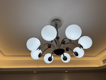 Load image into Gallery viewer, 8 light round chandelier restaurant living room room glass ball lamp
