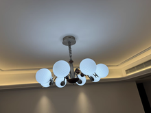 Load image into Gallery viewer, 8 light round chandelier restaurant living room room glass ball lamp
