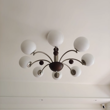 Load image into Gallery viewer, 8 light round chandelier restaurant living room room glass ball lamp
