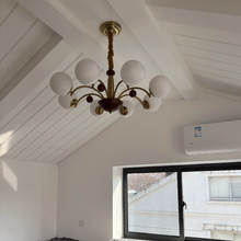 Load image into Gallery viewer, 8 light round chandelier restaurant living room room glass ball lamp
