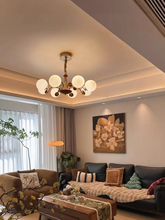 Load image into Gallery viewer, 8 light round chandelier restaurant living room room glass ball lamp
