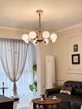 Load image into Gallery viewer, 8 light round chandelier restaurant living room room glass ball lamp
