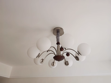 Load image into Gallery viewer, 8 light round chandelier restaurant living room room glass ball lamp
