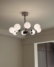 Load image into Gallery viewer, 8 light round chandelier restaurant living room room glass ball lamp
