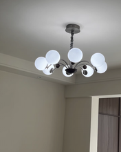 Load image into Gallery viewer, 8 light round chandelier restaurant living room room glass ball lamp
