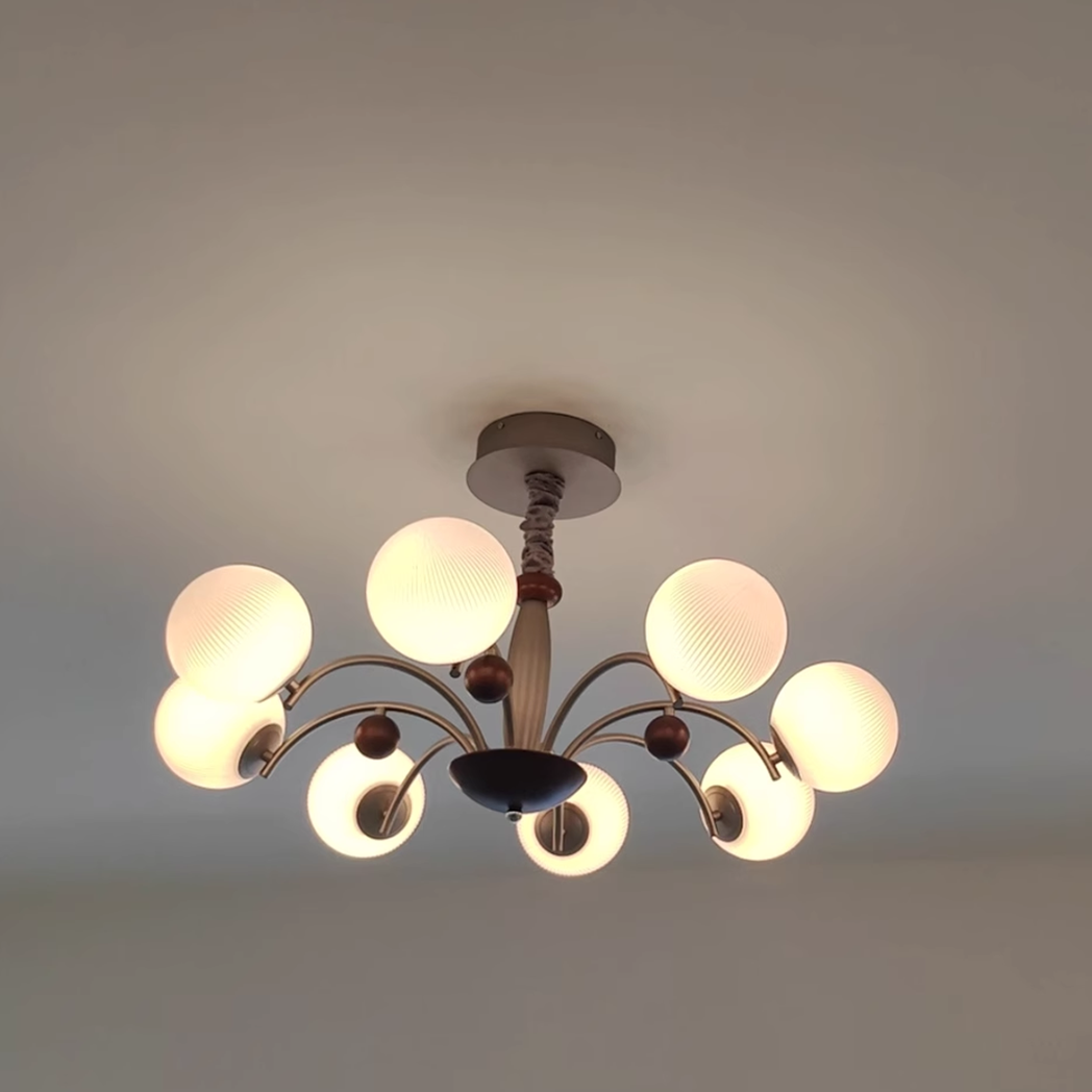 8 light round chandelier restaurant living room room glass ball lamp
