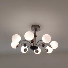 Load image into Gallery viewer, 8 light round chandelier restaurant living room room glass ball lamp
