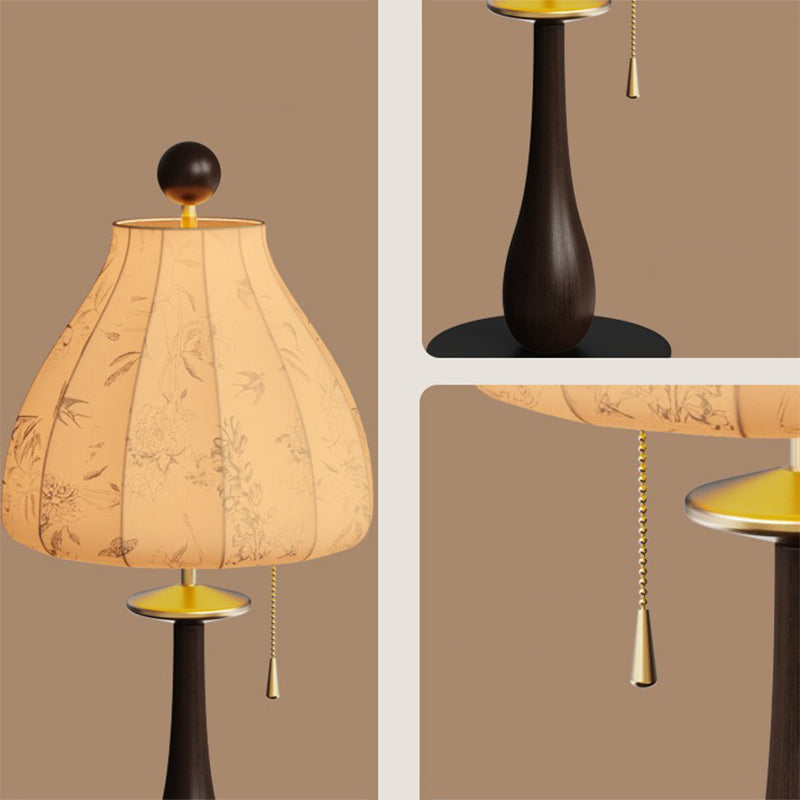 Table lamp suitable for bedroom room study fabric table lamp