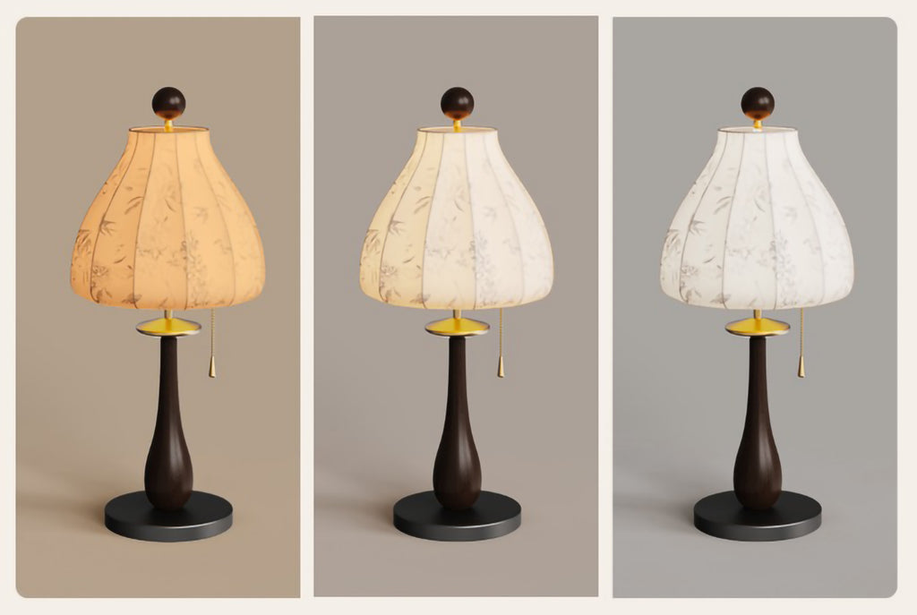 Table lamp suitable for bedroom room study fabric table lamp