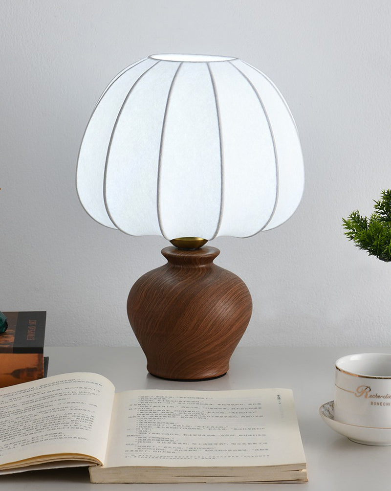 Vintage Ceramic Silk Study Lamp Walnut Color Decorative Atmosphere Lamp Table Lamp