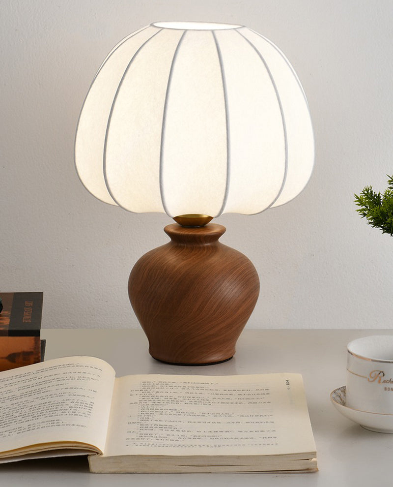 Vintage Ceramic Silk Study Lamp Walnut Color Decorative Atmosphere Lamp Table Lamp