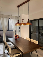 Load image into Gallery viewer, 3 Light Restaurant chandelier bar lamp hanging line lamp brown glass
