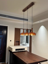 Load image into Gallery viewer, 3 Light Restaurant chandelier bar lamp hanging line lamp brown glass
