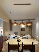 Load image into Gallery viewer, 3 Light Restaurant chandelier bar lamp hanging line lamp brown glass
