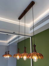 Load image into Gallery viewer, 3 Light Restaurant chandelier bar lamp hanging line lamp brown glass
