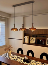 Load image into Gallery viewer, 3 Light Restaurant chandelier bar lamp hanging line lamp brown glass

