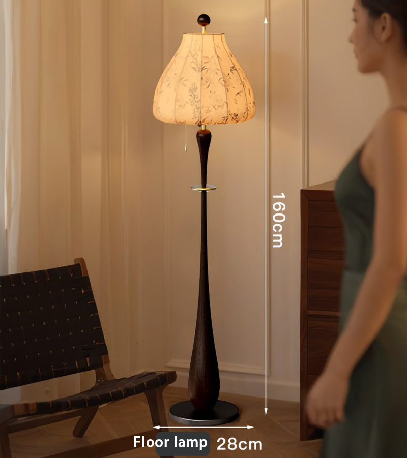 Wooden floor lamp Chinese style new fabric lamp