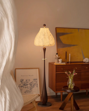 Load image into Gallery viewer, Wooden floor lamp Chinese style new fabric lamp
