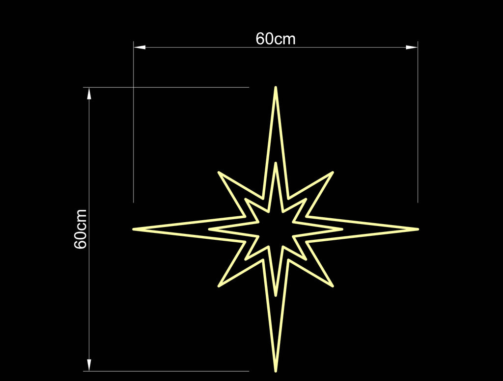 24インチ LED スター ブルー ホワイト モチーフ ライト ロープ ライト