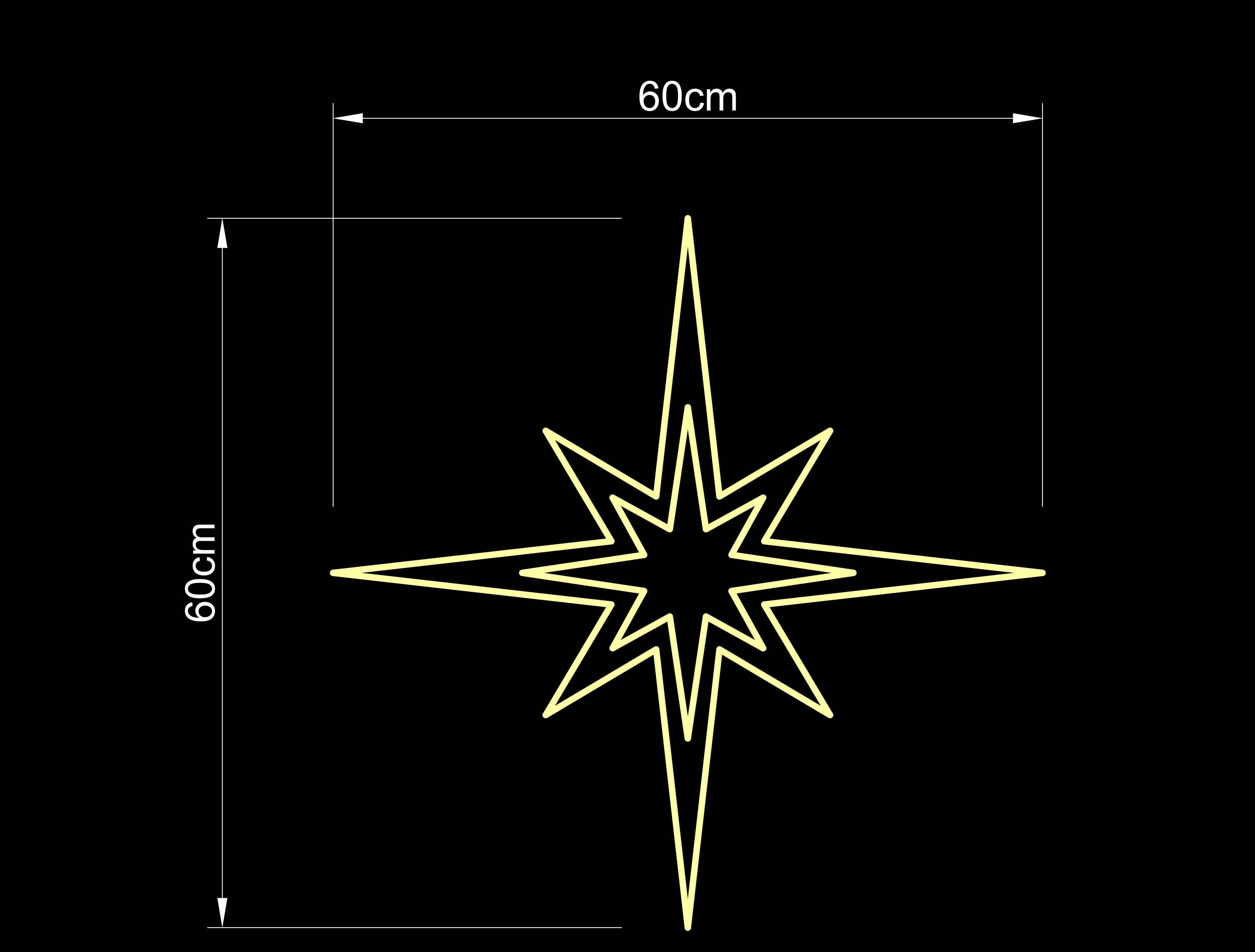 حبل إضاءة LED أزرق أبيض بنجمة مقاس 24 بوصة