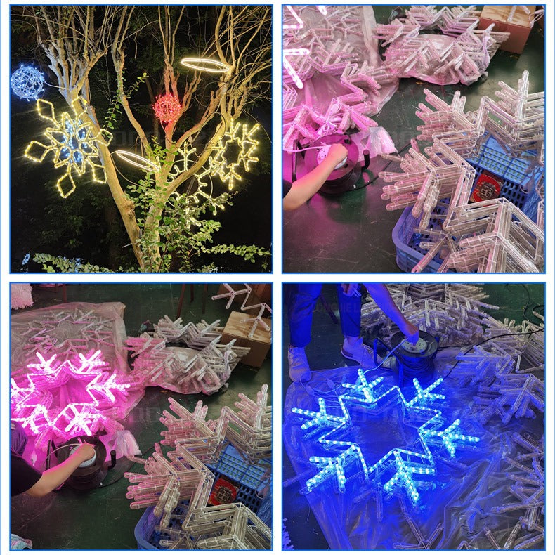 LED snowflake motif light final detail for outdoor display