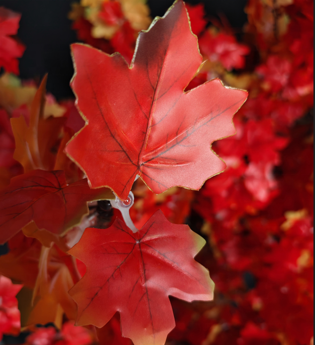 Red LED Maple Tree – autumn maple leaf lighting effect, for nighttime photography backdrops by gtreelights.com