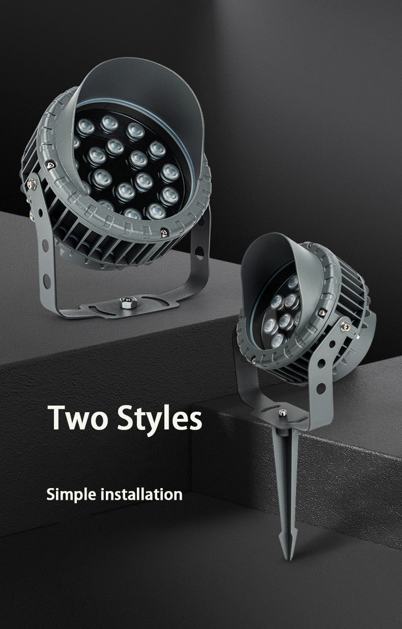 مصباح LED خارجي مقاوم للماء من الألومنيوم للمناظر الطبيعية بقوة 24 وات DC 12V 24V 