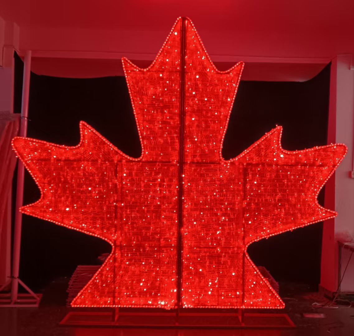 Red maple leaf motif light LED decoration lamp