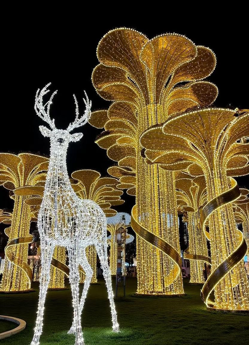 Outdoor Large 3D Reindeer Motif Lights Waterproof IP 65 Giant LED Christmas Lights  Warm White