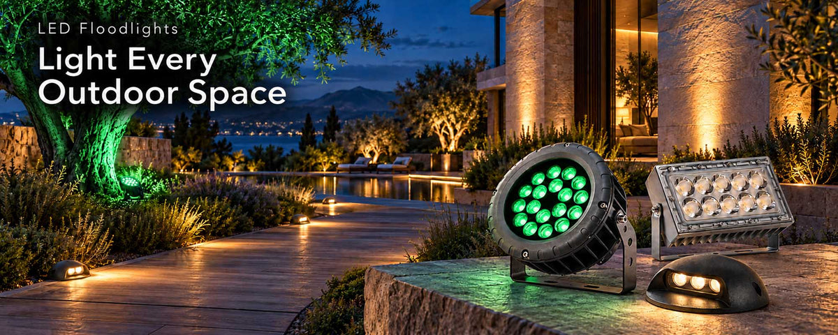 LED floodlights for outdoor landscape, tree, architectural and pathway lighting