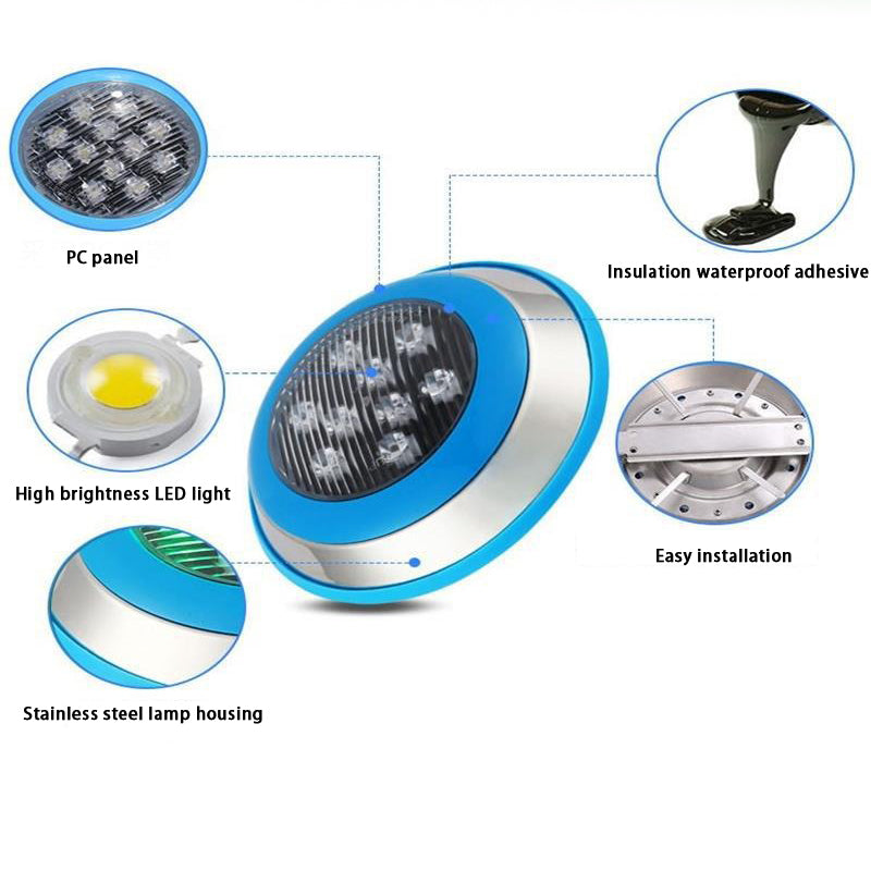 12V 24V LED Pool Lights for Inground Pool Underwater Pool wall lamp Waterproof RGB Color Changing with Remote Controller