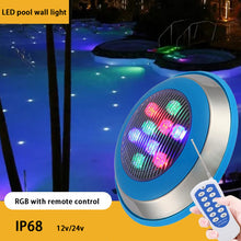 Load image into Gallery viewer, 12V 24V LED Pool Lights for Inground Pool Underwater Pool wall lamp Waterproof RGB Color Changing with Remote Controller
