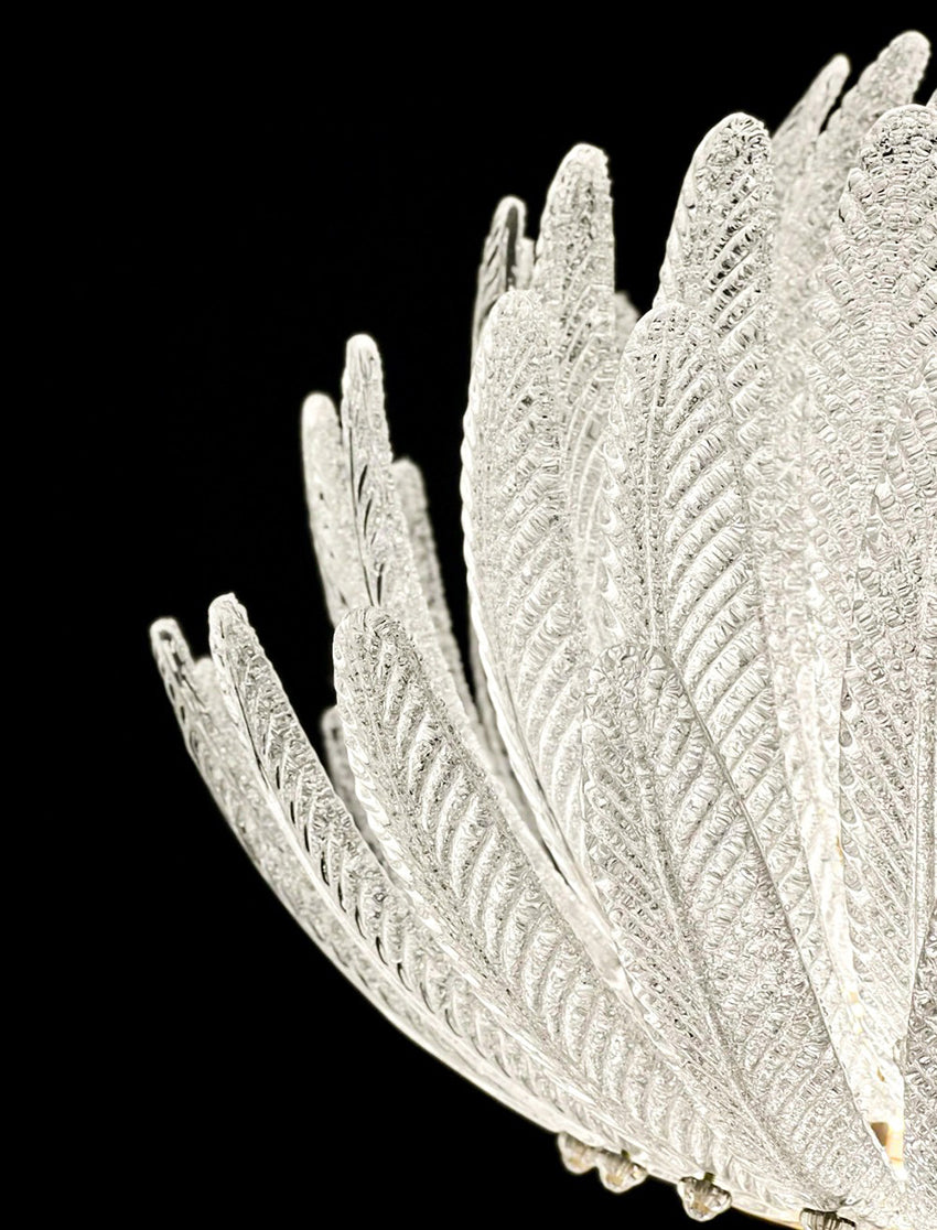 Luxury Clear Glass Leaf Chandelier for Living Room Dining Room Modern Pendant Light