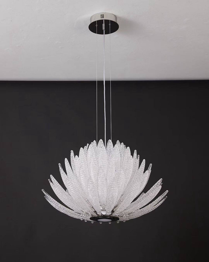 Luxury Clear Glass Leaf Chandelier for Living Room Dining Room Modern Pendant Light
