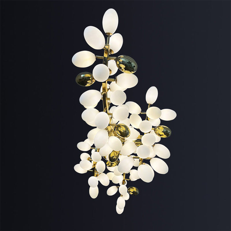 Luxury white glass cluster chandelier with artistic branch design