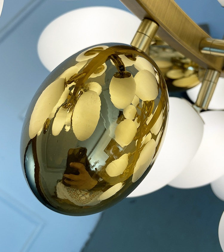 Designer white glass chandelier for dining room and hotel interior