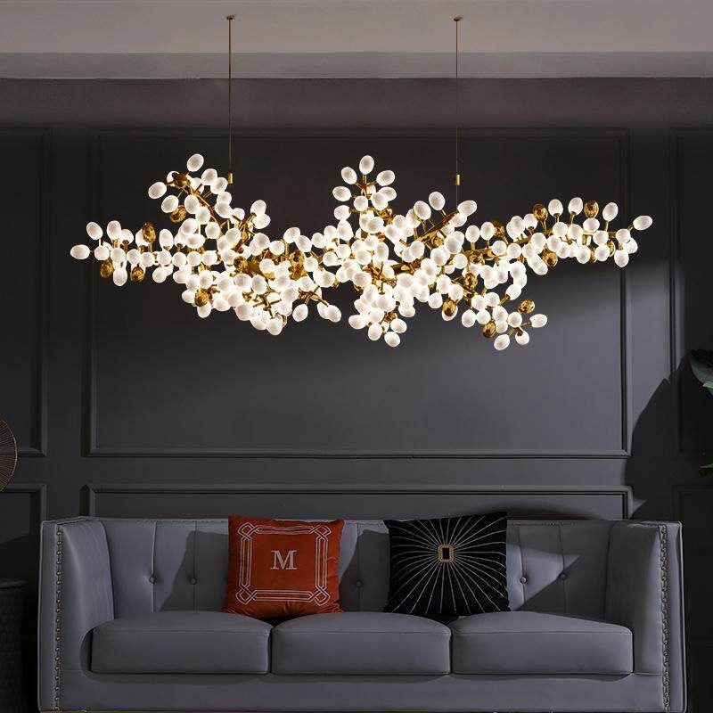 Designer white glass chandelier for dining room and hotel interior