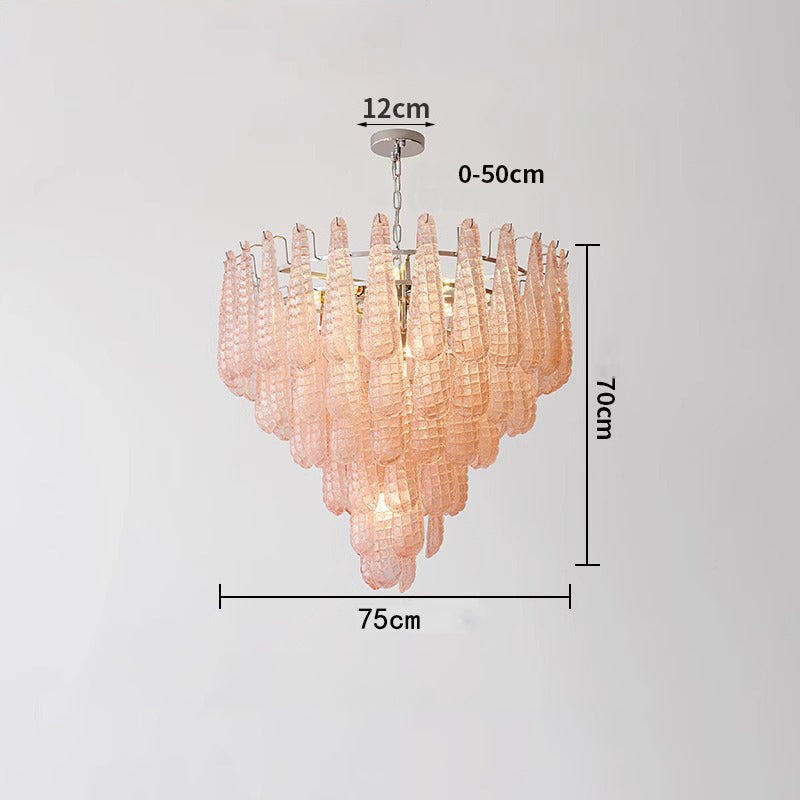 Vintage Nordic Decorative Pink Glass Pendant Luxurious Hanging Light