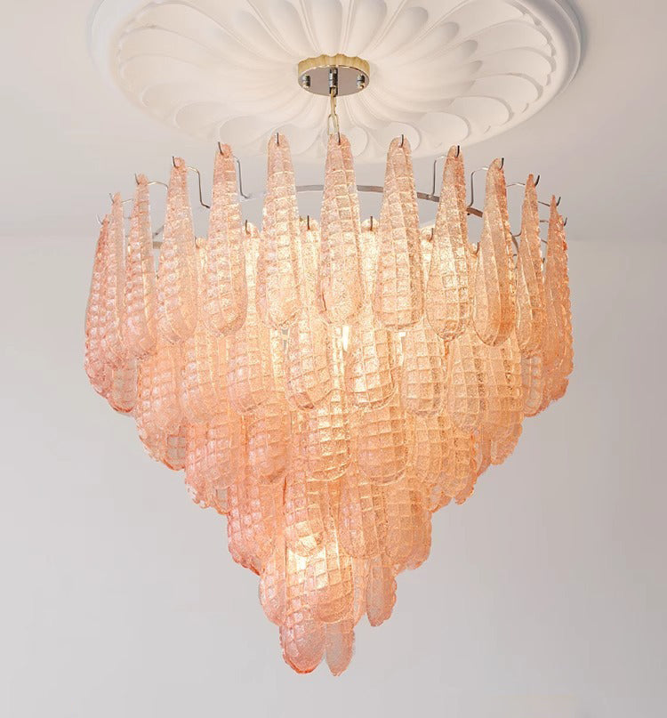 Vintage Nordic Decorative Pink Glass Pendant Luxurious Hanging Light