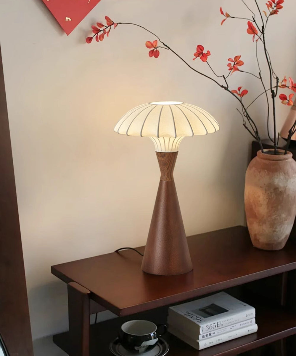 LED silk solid wood desk lamp