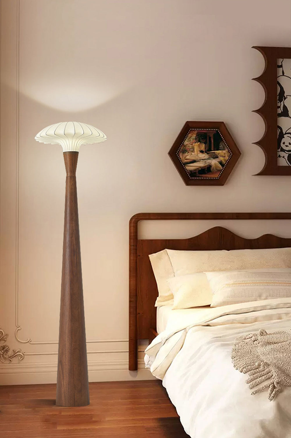 LED silk solid wood floor lamp